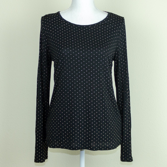 Anne Klein Tops - ANNE KLEIN Black With Gold Dots Top Size M